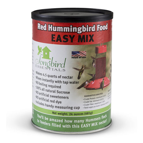 All Natural Red Hummingbird Nectar in a 24 oz. can, featuring natural ingredients and no artificial dyes.