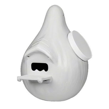 PMCA Excluder Ultimate Gourd Modified Excluder: A white birdhouse with a lid, designed to protect Purple Martins from predators, featuring a patented Excluder entrance.