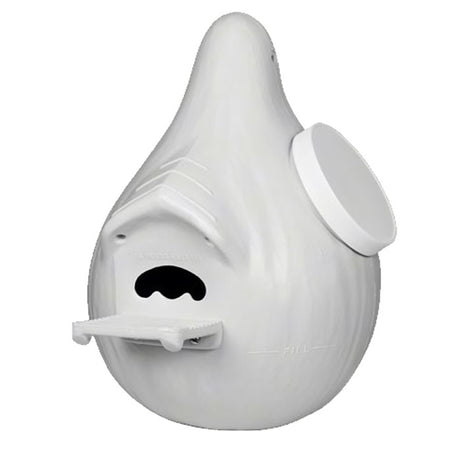 PMCA Excluder Ultimate Gourd Excluder 2, a white plastic birdhouse with a patented entrance and rain canopy, designed to protect Purple Martins from predators.