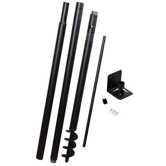 Squirrel Stopper Universal Pole Kit: Sketch of multiple black sectional poles designed for durable support of heavy bird feeders or houses, featuring a stable, easy-to-install threaded system.