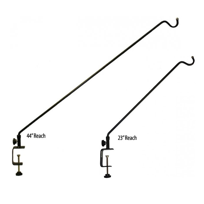 Swing Arm Deck Hanger, 23 or 44 Inch, with a black handle, sturdy design, and 360-degree swivel for easy bird feeder refills.