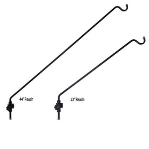 Screw Mount Swing Arm Hanger, 23 or 44 Inch, with a long, sturdy black hook and decorative end caps, designed for easy bird feeder refills.