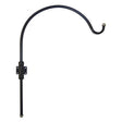 Adjustable Arm Wall Hanger with black curved metal hook and ball, designed for bird feeders, supports up to 25 lbs, extends 16.5 inches, and features decorative platinum accents.