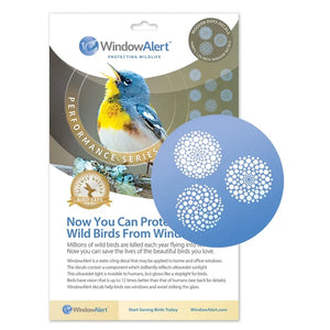 WindowAlert product packaging with a bird illustration and text about protecting wildlife.
