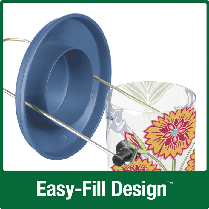 Garden Floral Easy Clean Feeder with flower design, featuring six ports, durable plastic parts, and easy-clean technology. Holds 2-1/2 lbs. of bird seed.