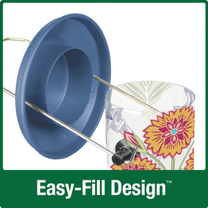 Garden Floral Easy Clean Feeder with flower design, featuring six ports, durable plastic parts, and easy-clean technology. Holds 2-1/2 lbs. of bird seed.