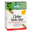 Safer Brand Clothes Moth Alert Trap box with a green sign and bug image, designed to protect clothing and furniture from moth damage using pheromones. Includes 2 traps.