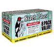 Suet Plus High Energy Suet Cakes, 8 Pack, features eco-friendly packaging with woodpecker illustration; individually wrapped, high melting point suitable for all-year bird feeding.
