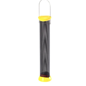 Magnet Mesh Finch Feeders: 12 or 18, featuring a yellow and black mesh design with a removable base for easy cleaning, attracting more finches.