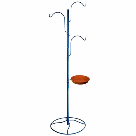 Yard Tree Bird Feeder Hanger with a sturdy metal stand and bowl for bird baths and feeders.