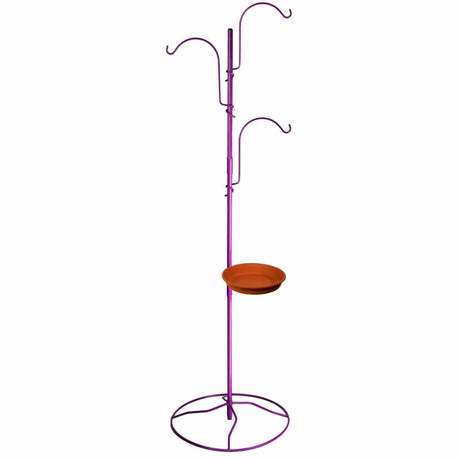 Yard Tree Bird Feeder Hanger, Purple (50% OFF) featuring a coat rack design with adjustable hooks and birdbath ring for customizable outdoor bird feeding.