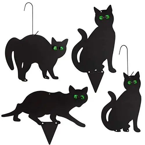 Garden Scare Cats with Reflective Eyes, Set of 4