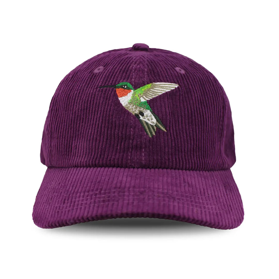 Ruby-throated Hummingbird Corduroy Hat, Mulberry