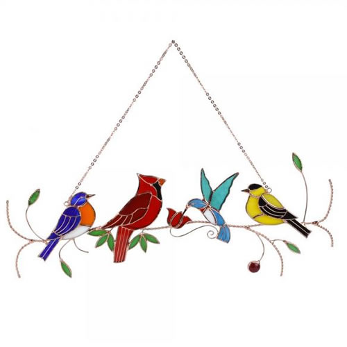 Four Birds on a Branch Suncatcher